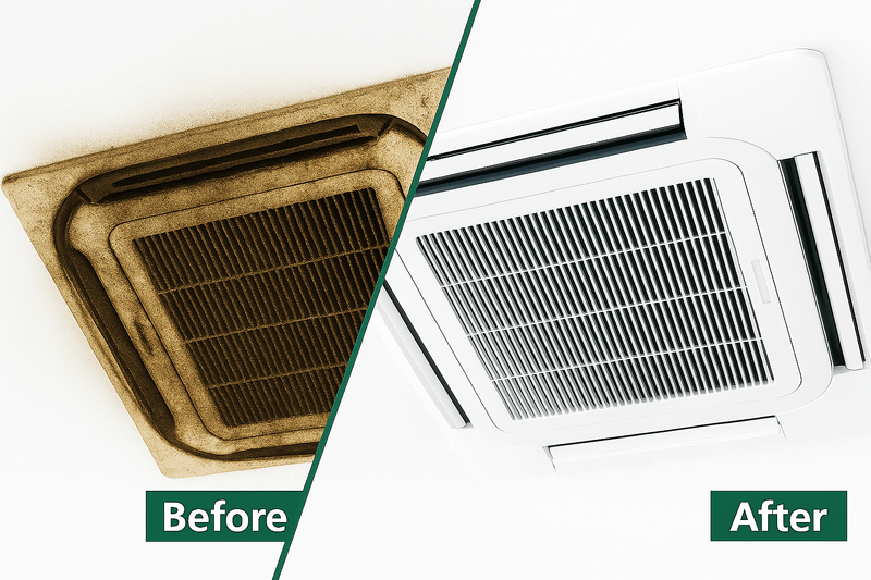 Cleaned accessible AC components after service