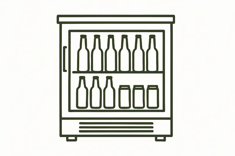 Back-bar glass door bottle cooler illustration