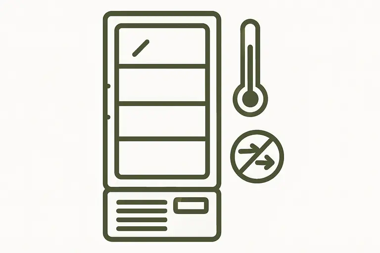 Commercial refrigerator with cooling problem illustration