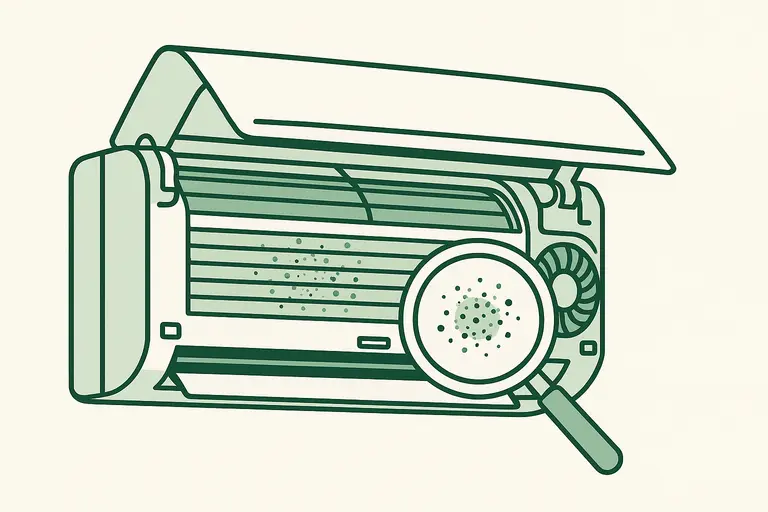 Illustration of equipment coils being inspected for hygiene