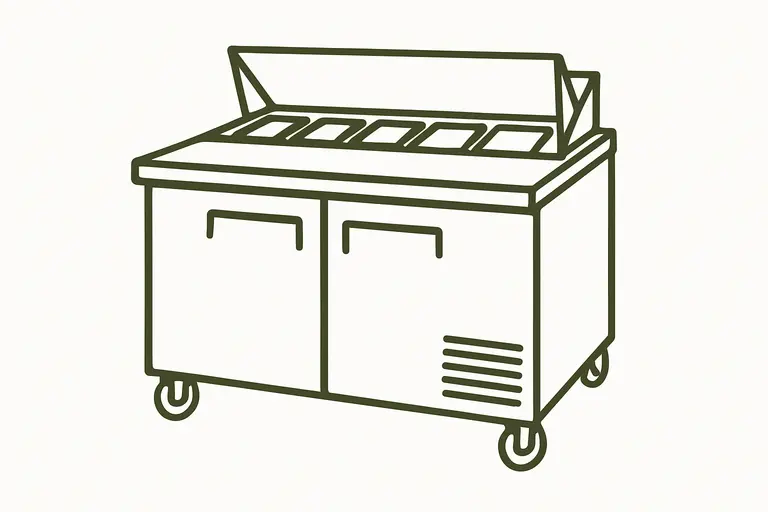 Commercial refrigerated prep table illustration