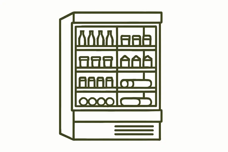 Refrigerated display case merchandiser illustration