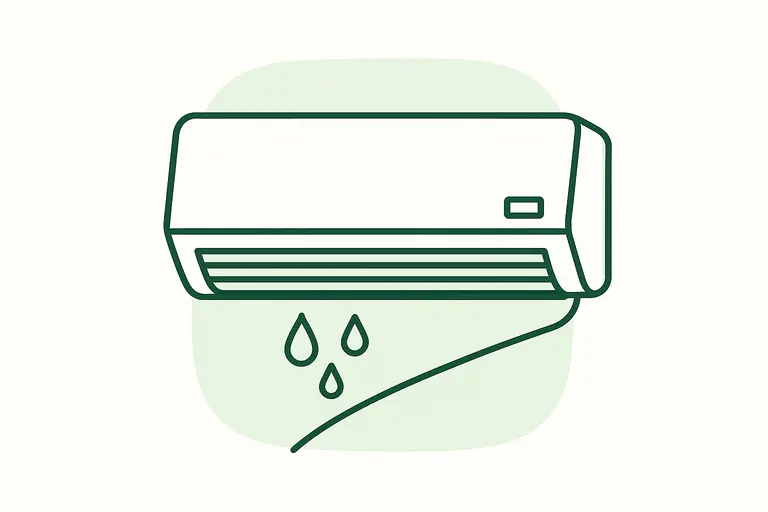 Illustration of a wall unit with condensation drops