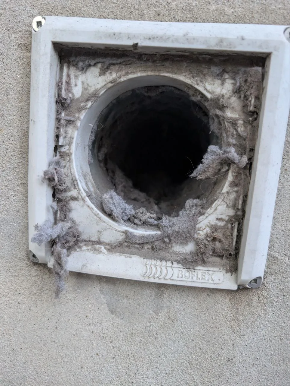 Dryer exhaust line during cleaning.