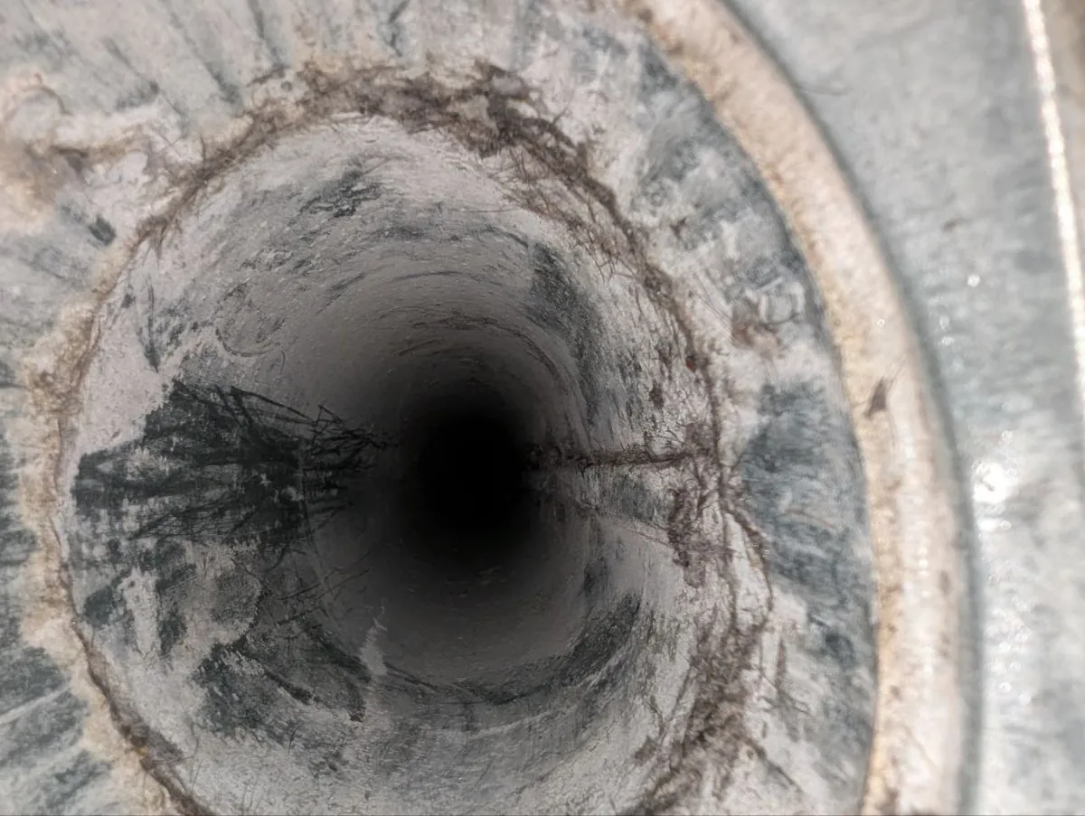 Dryer exhaust line during cleaning.