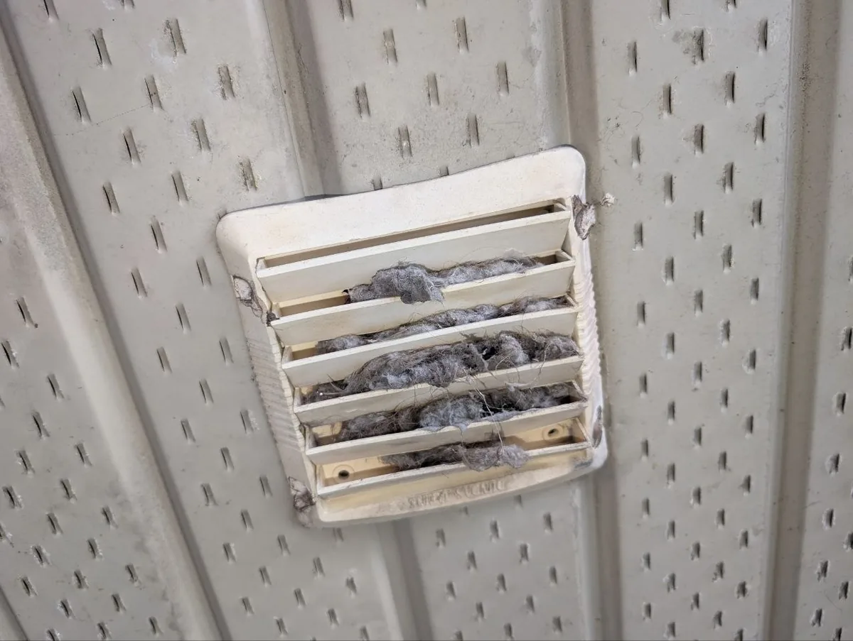 Dryer exhaust line during cleaning.