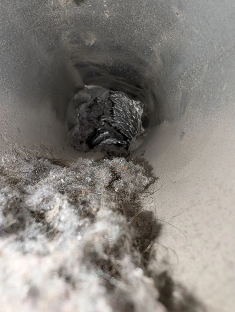 Dryer exhaust line during cleaning.
